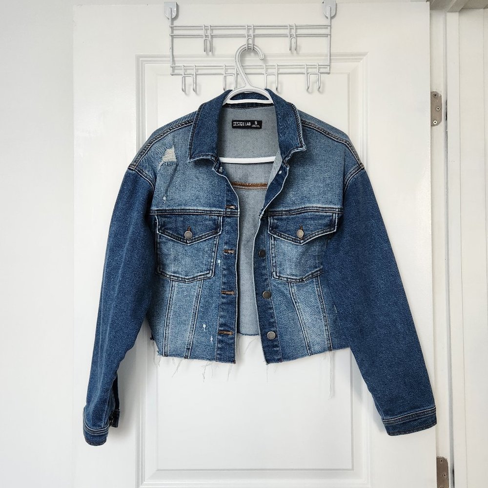 Cropped Denim Trucker Jacket - SMALL -  DESIGN LAB